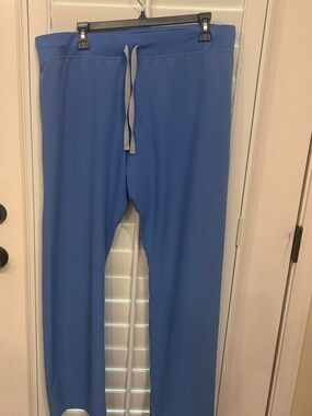 Figs Scrub Pants in Blue with Gray Ties